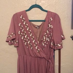 Mauve faux wrap maxi dress